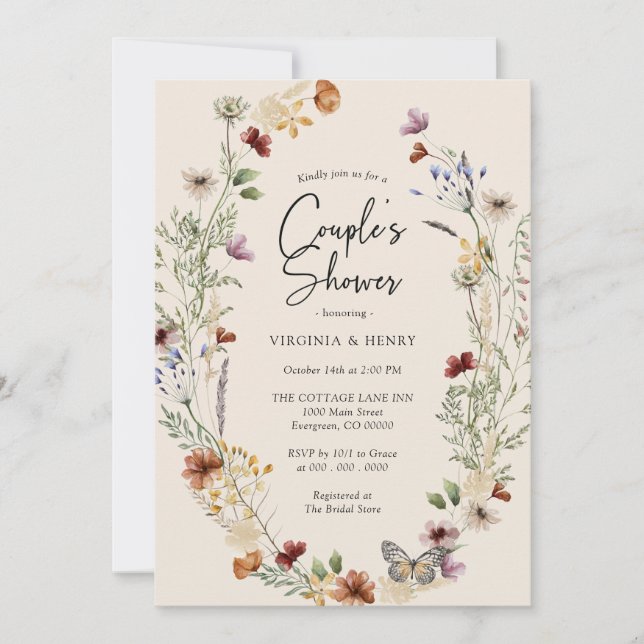 Invitation Boho Couples Douche (Devant)