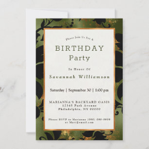Invitation Boho Cuivre noir vert Floral Anniversaire