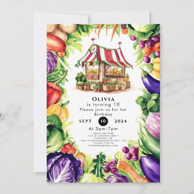 Invitation Boho Cultivé Localement Le Marché Agricole Anniver (Devant)