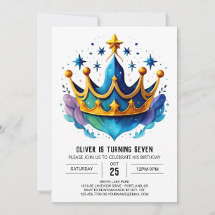 Invitation Boho Custom Prince Crown Anniversaire