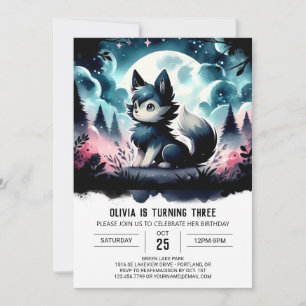 Invitation Boho Cute Wolf Anniversaire