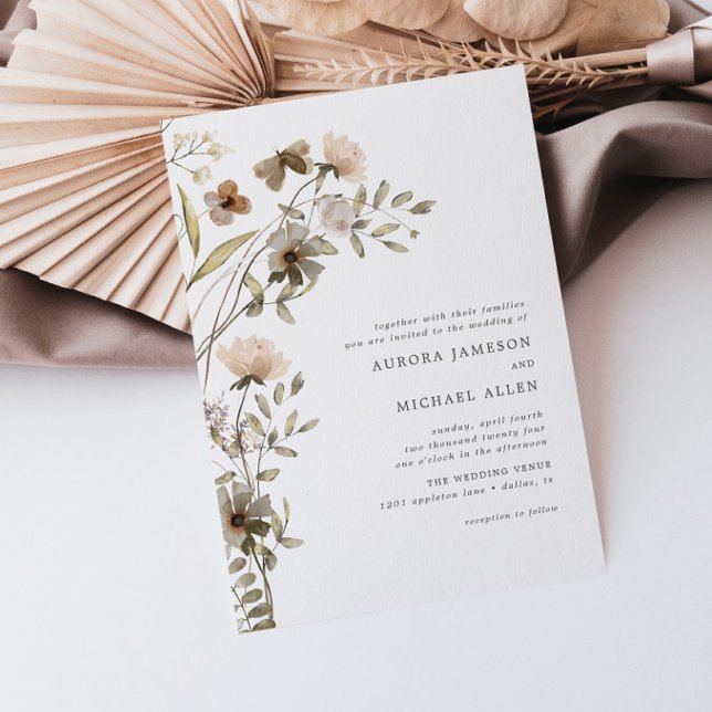 Invitation Boho Dainty Floral Printemps Mariage d'été (Créateur téléchargé)