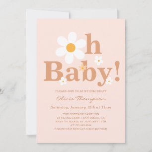 Invitation Boho Daisy Baby Girl Douche