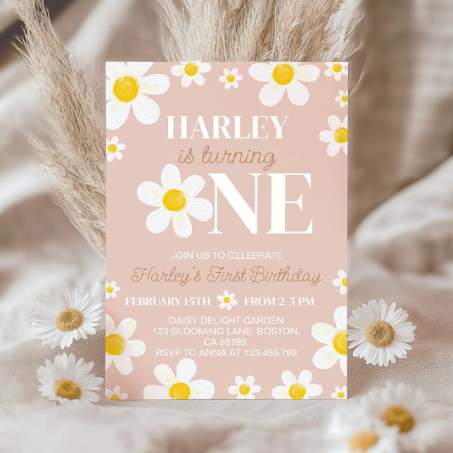 Invitation Boho Daisy Bloom Premier anniversaire (Créateur téléchargé)