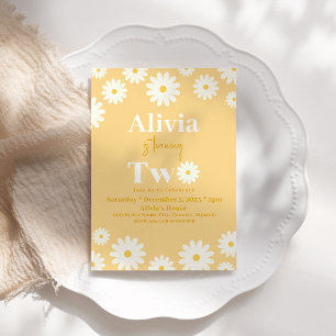 Invitation Boho Daisy Deux Floral Golden Bohemian 2e Annivers