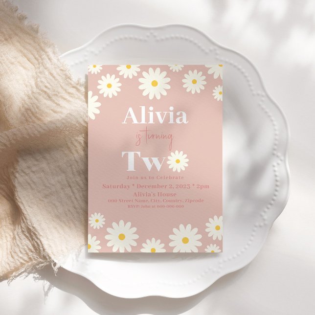 Invitation Boho Daisy Deux Floral Pink Bohemian 2e Anniversai (Créateur téléchargé)
