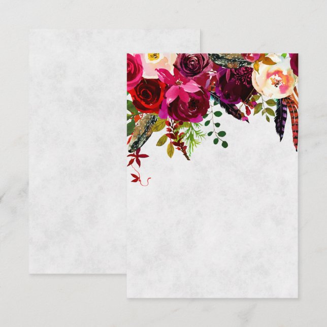 Invitation Boho de Bourgogne blanc (Devant / Derrière)