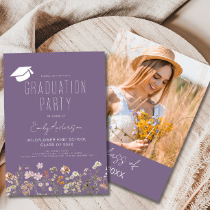 Invitation Boho de la fête des Fleurs sauvages pourpres