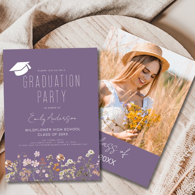 Invitation Boho de la fête des Fleurs sauvages pourpres (Créateur téléchargé)