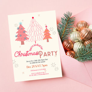 Invitation Boho de Noël rose