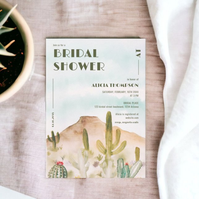 Invitation Boho Desert Cactus Arizona nuptiale douche (Boho Desert Cactus Arizona bridal shower Invitation)