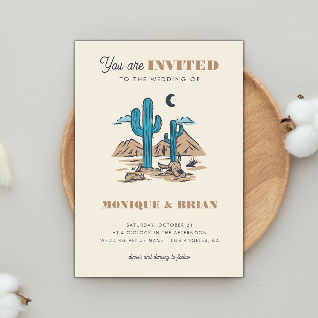 Invitation Boho Desert Cactus Retro Arizona Mariage Photo les (Créateur téléchargé)