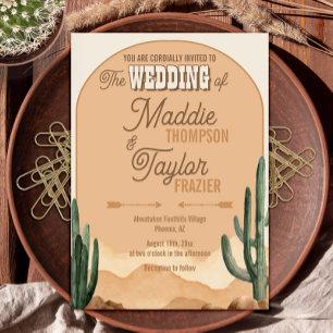 Invitation Boho Desert Cactus Rustique Mariage du sud-ouest