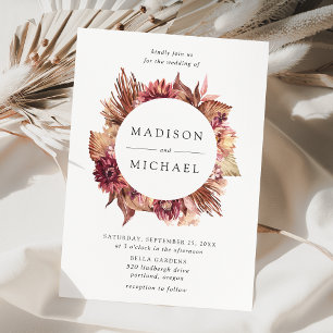 Invitation Boho Desert Floral Wreath Mariage