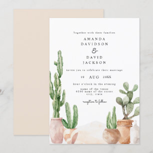 Invitation Boho Desert Mexico Cactus Bohemian Chic Mariage