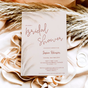 Invitation Boho désert terracotta pampas photo nuptiale