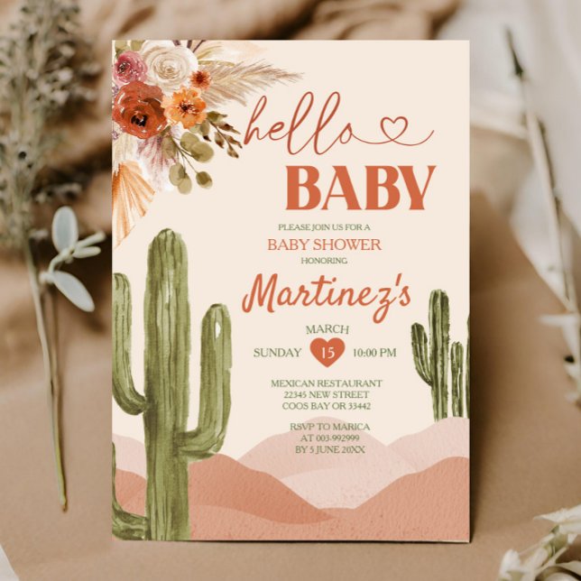 Invitation Boho Desert Texas baby shower sud-ouest cactus (Créateur téléchargé)