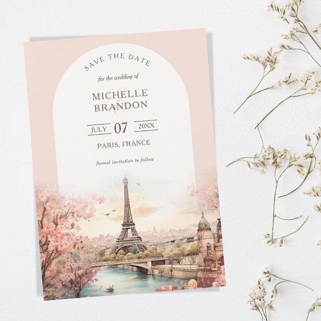Invitation Boho Destination Wedding Paris Tour Eiffel Françai (Créateur téléchargé)