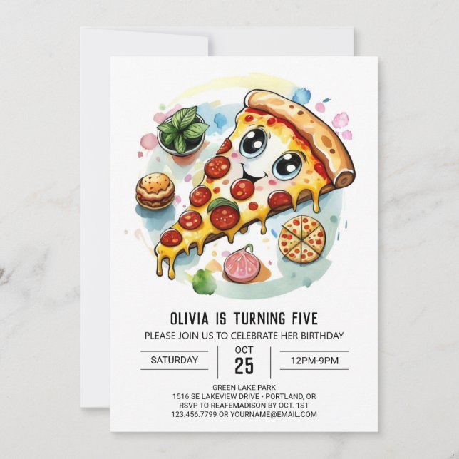 Invitation Boho Digital Pizza (Devant)