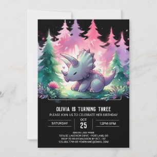 Invitation Boho Digital Triceratops Anniversaire