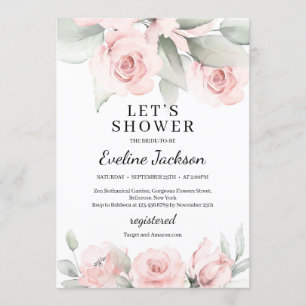 Invitation Boho douce rose floral et vert nuptiale douche