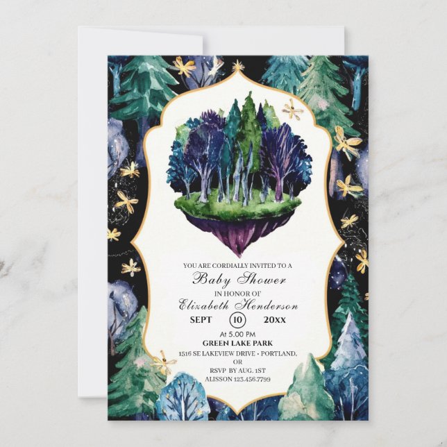 Invitation Boho Douceur Baby Shower en Forêt (Devant)