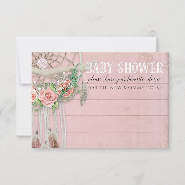 Invitation BOHO Dream Catcher Baby shower de plume Conseils (Devant)