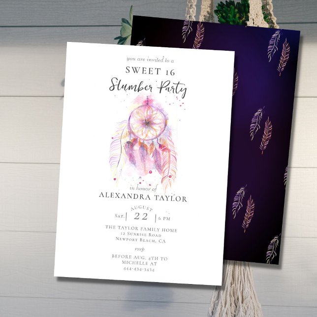 Invitation Boho Dream Catcher Rose Sweet 16 Stwood Party (Créateur téléchargé)