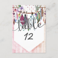 Boho Dreamcatcher & Feathers Numéro de tableau Mar