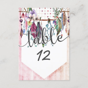 Invitation Boho Dreamcatcher & Feathers Numéro de tableau Mar