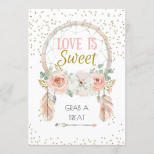 Invitation Boho Dreamcatcher Love is Sweet Sign 5x7"