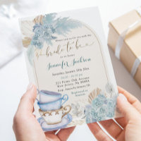 Boho Dusty Blue Floral Fête des mariées Tea Party