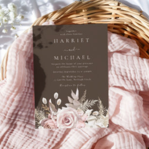 Invitation Boho Dusty Rose & Blush Floral Automne Mariage été