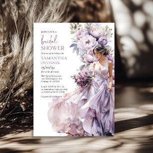 Invitation Boho duveteux violet vert fleuri nuptiale douche