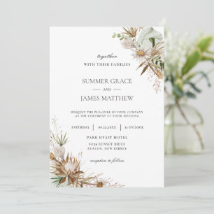Invitation Boho Earthy Protea séché Palm Rustique Mariage  
