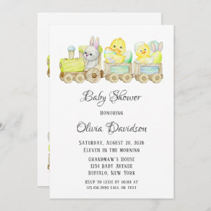 Invitation Boho Easter Chicks Cho Cho Train Baby shower Invit