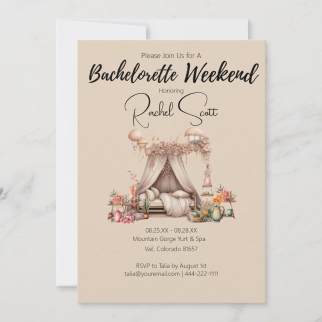 Invitation Boho Elegant Bachelorette Glamping Party Weekend  (Devant)