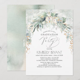 Invitation Boho Elegant Gold Parties scintillant Verdure Grad