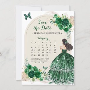Invitation Boho Emerald Green 15 Años Enregistrer La Date Cal