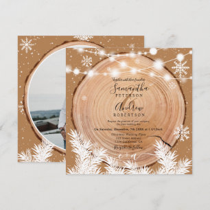 Invitation Boho en bois de neige rustique mariage photo de No
