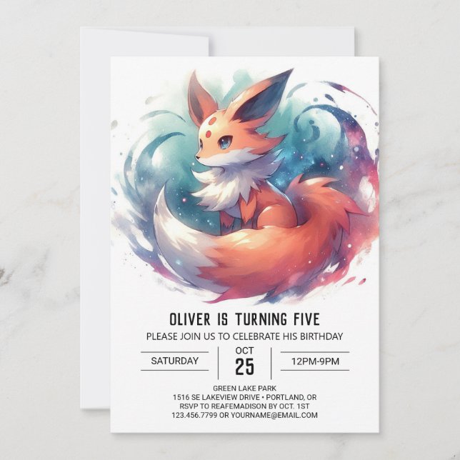 Invitation Boho Enfants Fox Anniversaire (Devant)