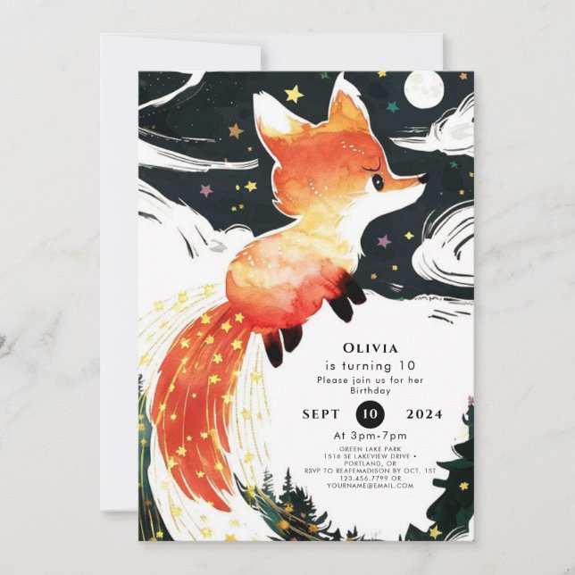 Invitation Boho Enfants Renard Anniversaire (Devant)
