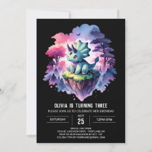 Invitation Boho Enfants Tricératops Anniversaire