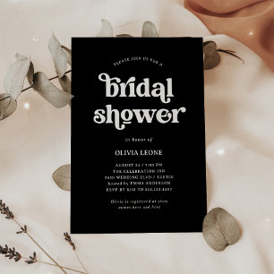 Invitation Boho et Retro Black   FÊTE DES MARIÉES