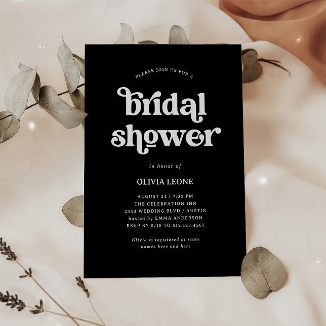 Invitation Boho et Retro Black | FÊTE DES MARIÉES (Créateur téléchargé)