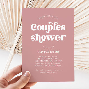 Invitation Boho et Retro Dusty Rose   Douche Couples