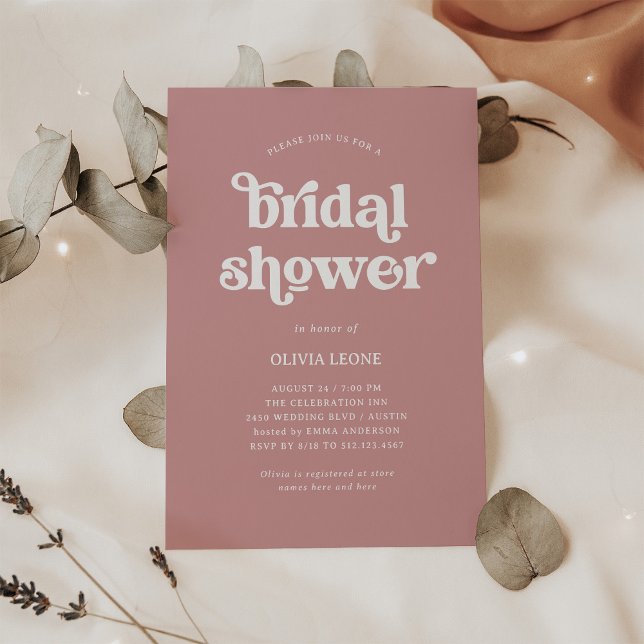 Invitation Boho et Retro Dusty Rose | FÊTE DES MARIÉES (Créateur téléchargé)