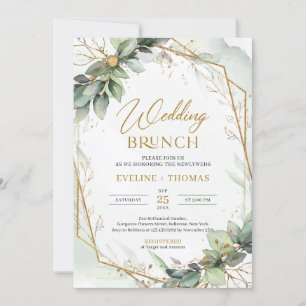 Invitation Boho Eucalyptus branches verdoyantes brunch mariag