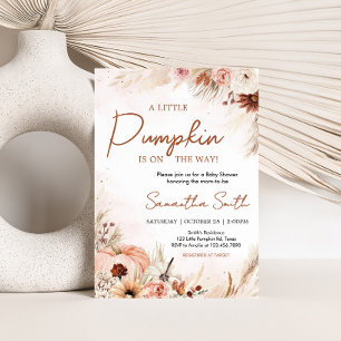 Invitation Boho Fall Citrouille Pampas Baby shower en herbe
