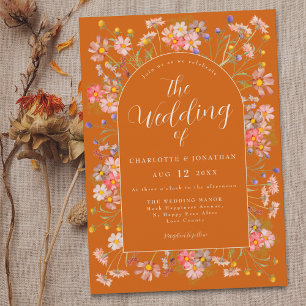 Invitation Boho Fall Fleur sauvage Burnt Orange Mariage